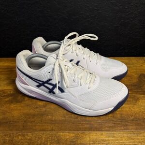 ASICS Gel-Dedicate 8 1042A235 White Navy Pink Mesh Tennis Shoes Womens 11 Wide